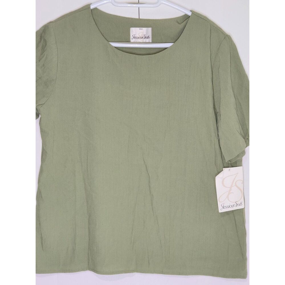 Jessica Scott Vintage Blouse Shirt NWT | Women's Size M | Sage Green USA Made